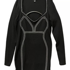 Say What Rhinestone Silhouette Long Sleeve Lightweight Sweater Dress Sz XL