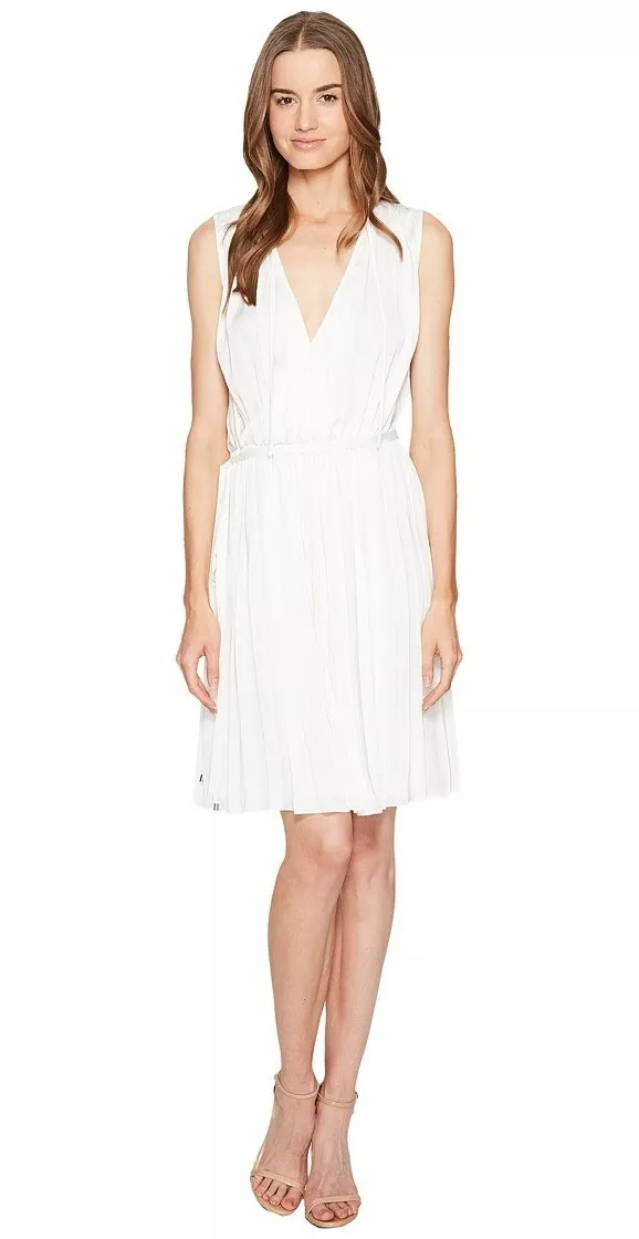 White sleeveless top wrap dress