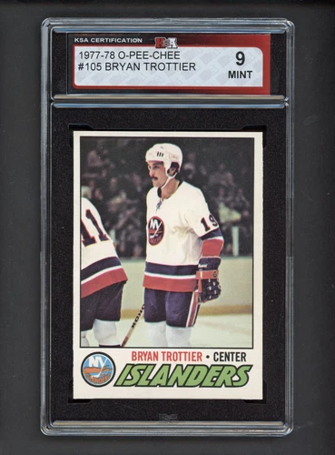 1977-78 OPC #105 BRYAN TROTTIER 2ND YEAR KSA 9 MINT
