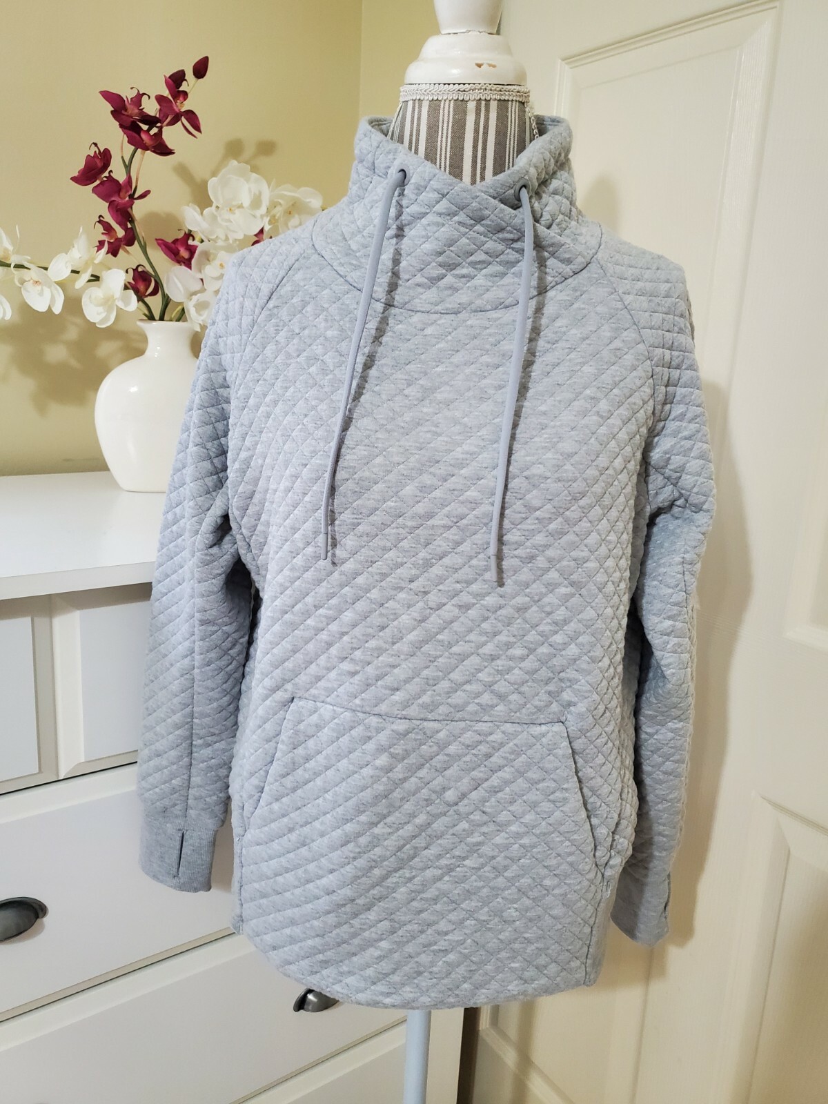 Green Tea Womens Gray Quilted Knit Cowl 