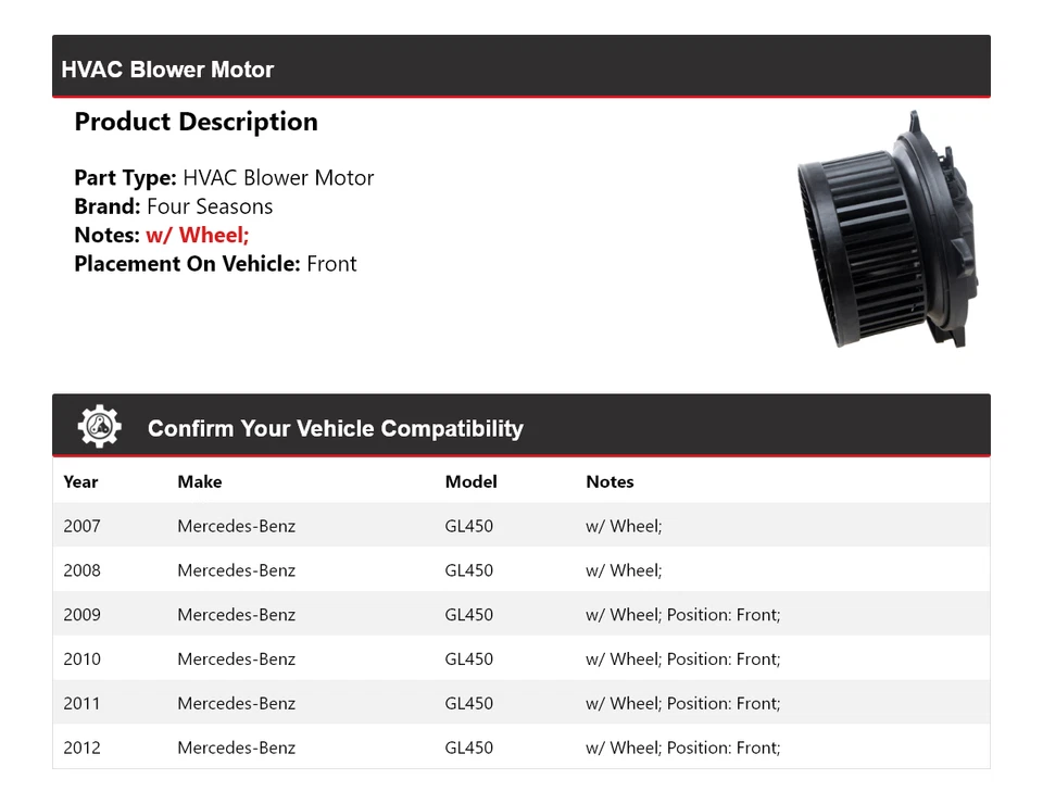 Motor de ventilador HVAC Mercedes-Benz GL450 2007-2012 4 estações 2008 2009 2010 - Imagem 2 de 4