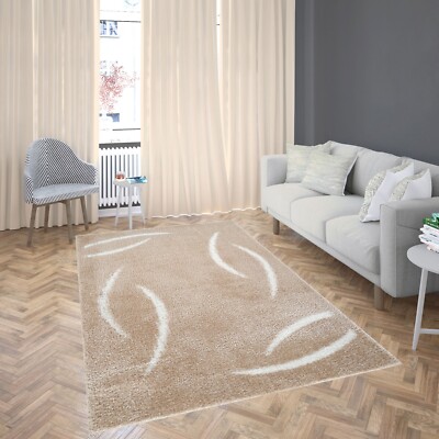WOHNZIMMER SCHLAFZIMMER FLUR LÄUFER RUND WEICH GLÄNZEND SHAGGY TEPPICH RUG, Puffy