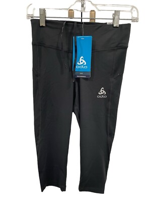 NWT Womens ODLO Essential 3/4 Running  Capri Leggings Black S SI42