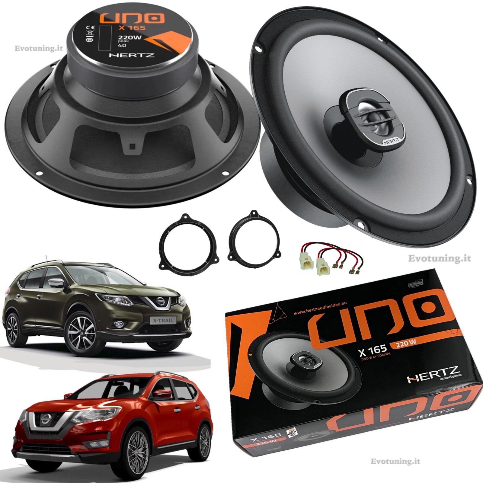 Kit 2 Casse Altoparlanti Hertz X165 Anteriori con adattatori per Nissan XTrail