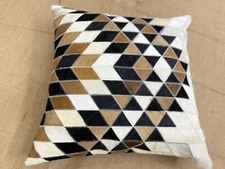 Premium Quality Leather Hairon Cushion Cover 18x18 Hand made Stylish Pillow 3