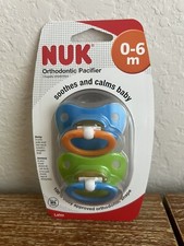 NUK Latex Orthodontic Pacifier 0-6 months Blue/Green 2pk BPA Free