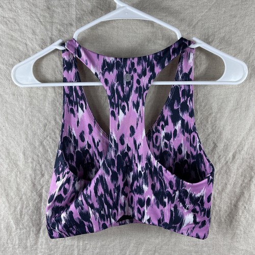 Zella Womens Purple Animal Print Racerback Stretch Elastic Waist Sports Bra Sz M - Picture 11 of 20