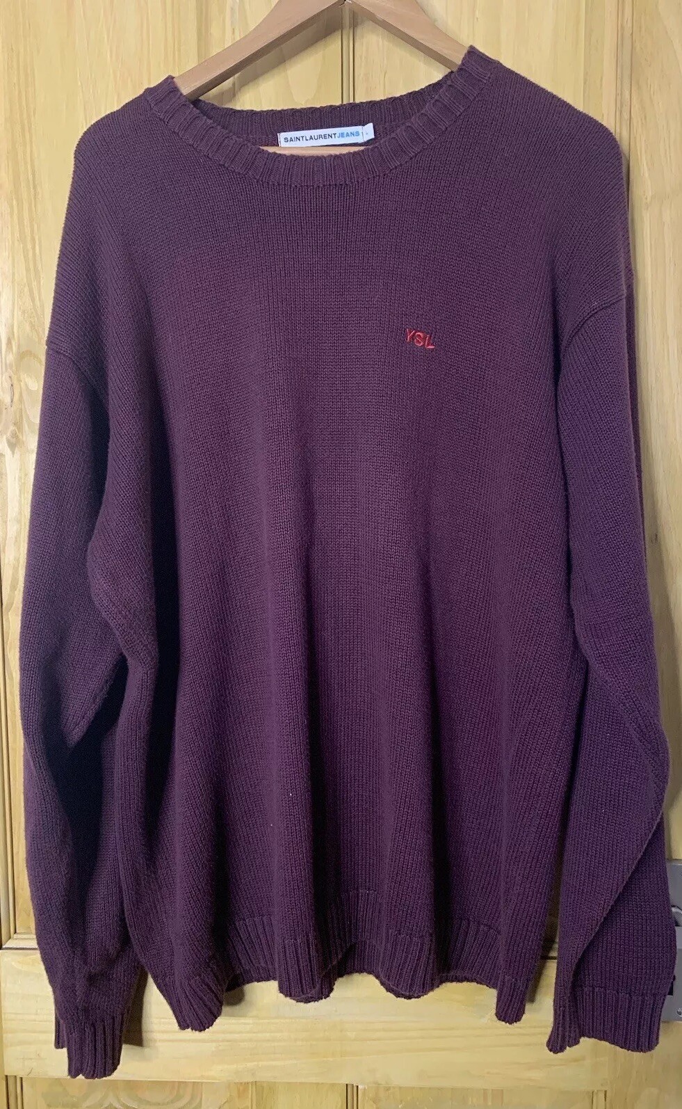 Felpa jeans vintage YSL Yves Saint Laurent 2XL oversize bordeaux Y2K