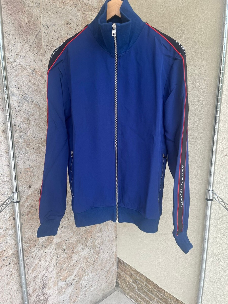 Alexander McQueen , Q.2 / Logo Trim Zip Up Sweatshirt in Navy