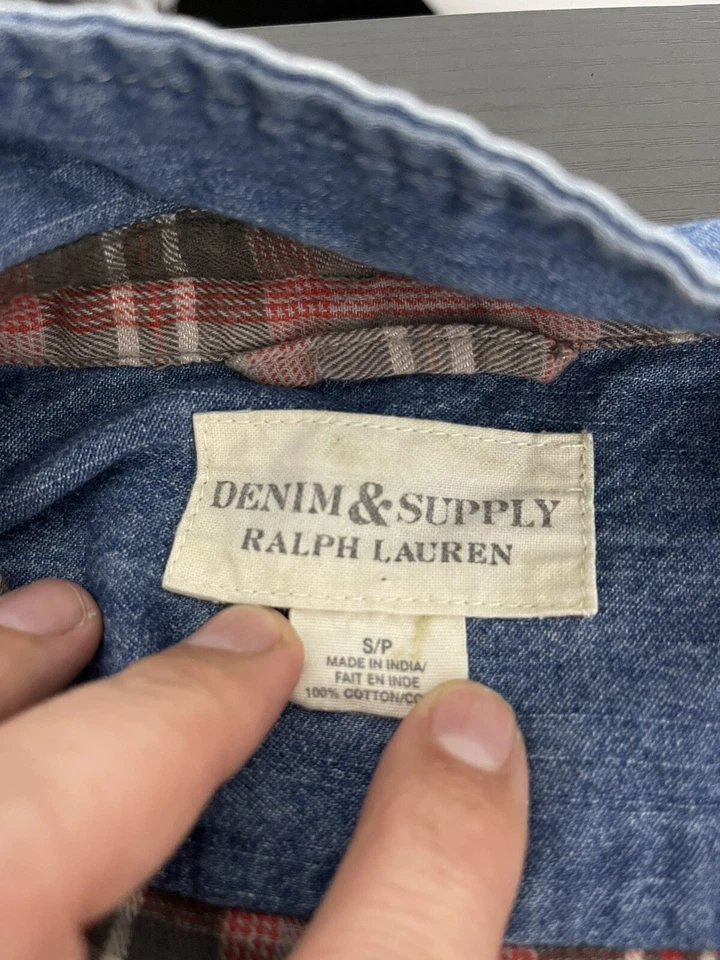 Camisa Ralph Lauren DS Pequeña Delgada RRL Polo Occidental Cuadros Suroeste Patchwork Foto 3 de 4