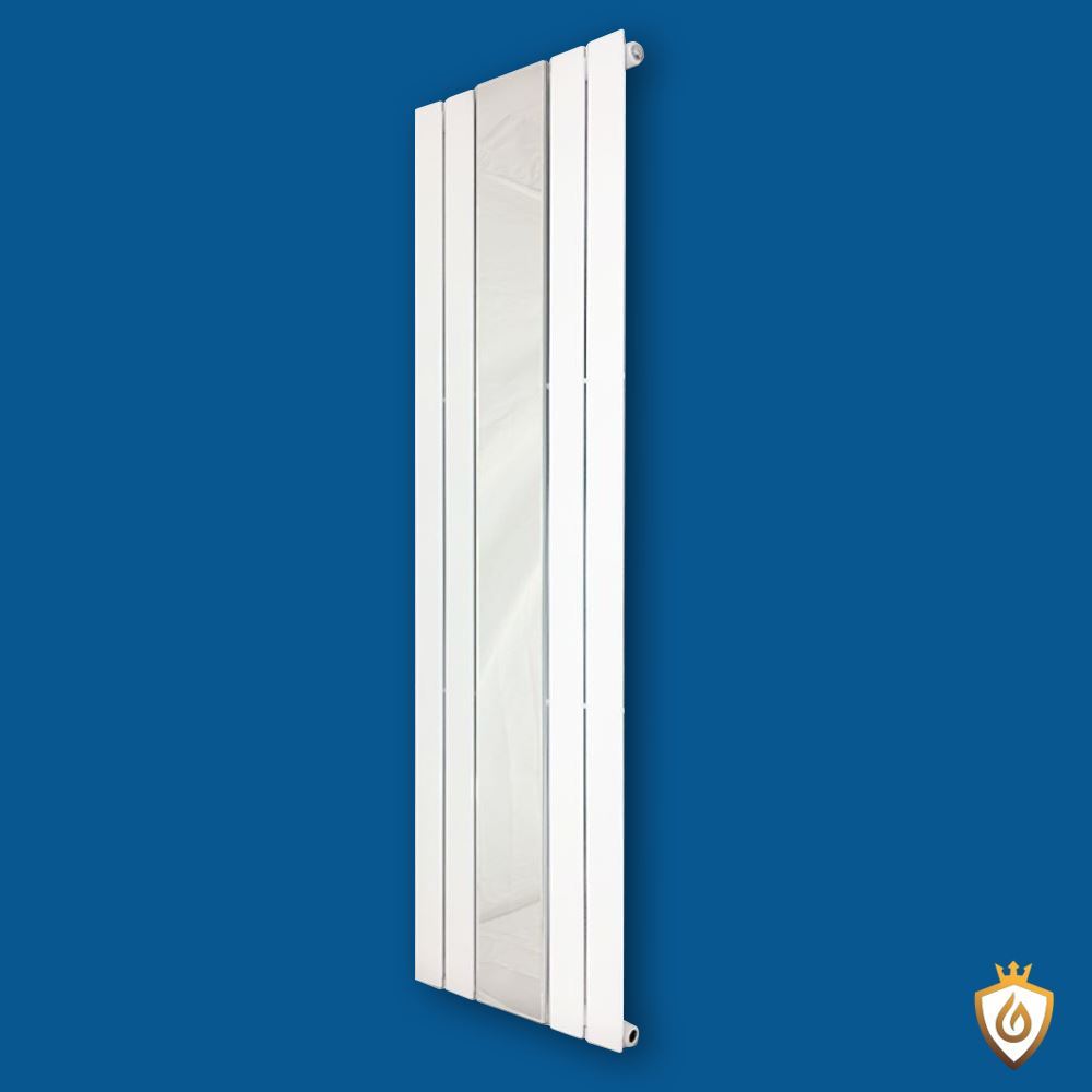 White Mirror Radiator Oval Tube Vertical 458mm x 1800mm ""King"" 3102 BTUs