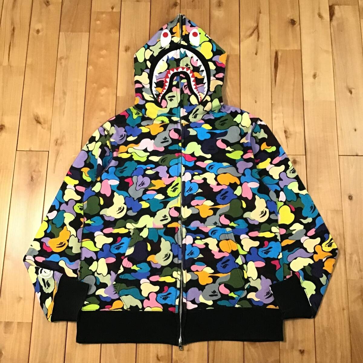 Bape エイプ マルチ　パーカー　Multi camo zip hoodie BAPE Multi camo WGM shark full zip hoodie A Bathing Ape Size