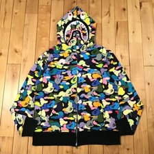 BAPE Multi camo WGM shark full zip hoodie A Bathing Ape Size XL