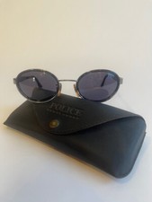 Vintage 90's Police Sunglasses Mod 2399 De Rigo Blue Lens Metal Frame w/ Case
