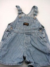 RARE Osh Kosh Baby b  Gosh Vestbak Railroad Stripes Overalls Shorts Size XL EUC