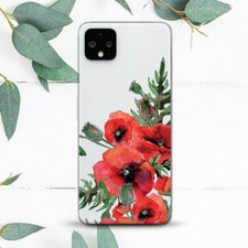 Poppies Floral Flowers Clear Case For Google Pixel 2 3 3a 4 4a 5 6 7 8 XL