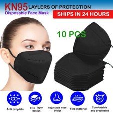  BLACK KN95 Face Mask Disposable Protective Respirator Non Medical Cover X10
