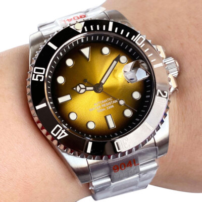 Luxury Sunburst Yellow Purple Dial Sapphire Lume NH35 200M Dive Auto Men Watch