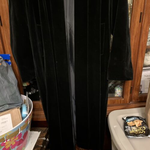 JS Collections 90s Velvet Long Black Opera Evening Coat Duster Elegance Goth | L - Picture 2 of 13