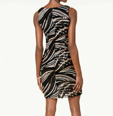 black and gold striped sequin dress SLNY ~ Silver & Sequins Sheath Party 14 NEW $119 sparkly black dress