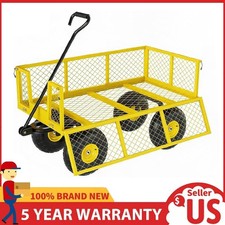 Heavy Duty Steel Garden Cart 900lbs ,3-in-1 Wagon Utility Cart Yard ,10" Tires