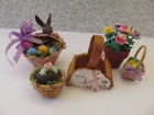 Vintage Easter Decoration Lot Bunny Basket Flowers Egg  Dollhouse Miniature 1:12