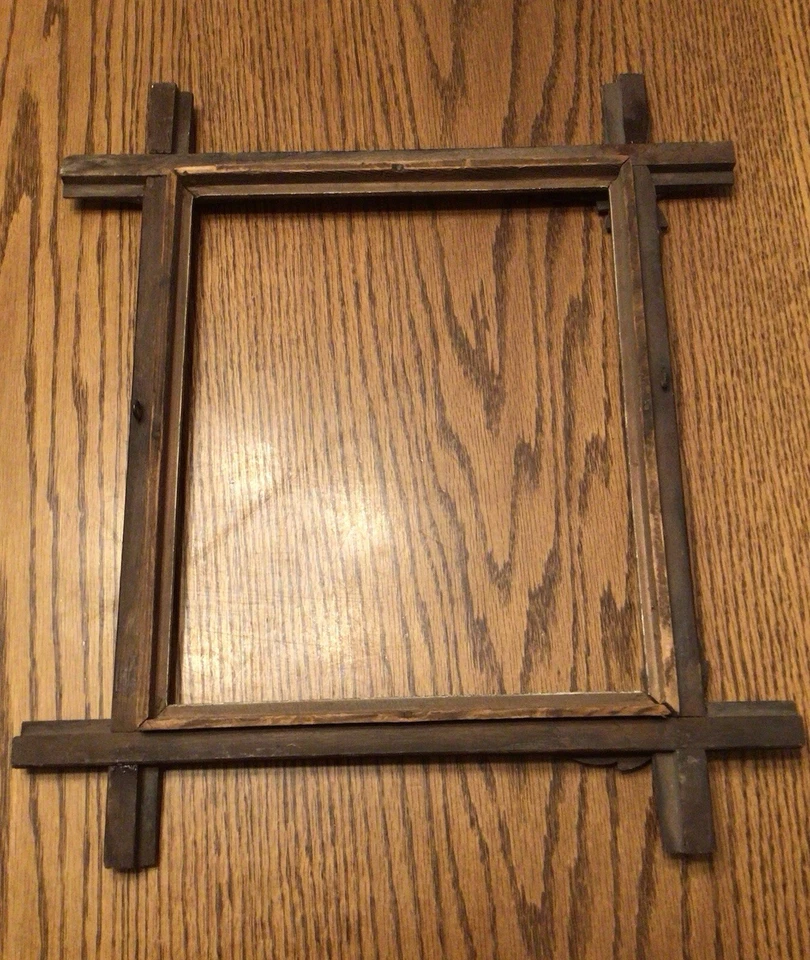 Antiguo marco de madera tallado a mano artes y manualidades arte popular hojas Foto 2 de 4