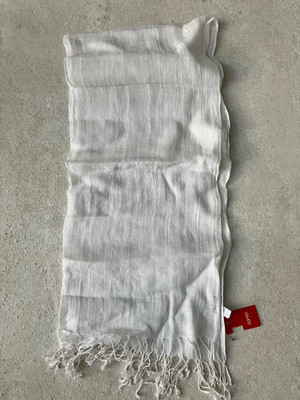 ESPRIT Schal unbenutzt Leinen weiß 184 cm x 55 cm feine Fransen