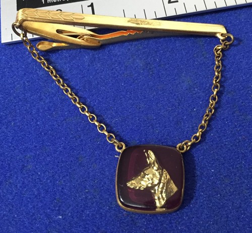 Vintage Hickock Tie Bar Clip - German Shepard / Belgian Malinois Working Dog