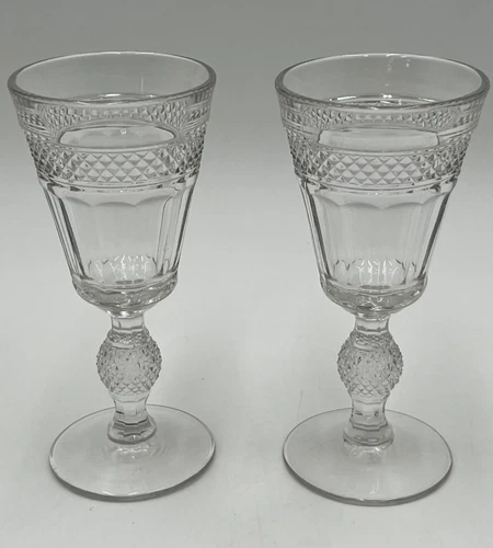 Waterford Crystal Alana Rummer Glasses Set of 2 Made in Ireland Diamond Cut VTG