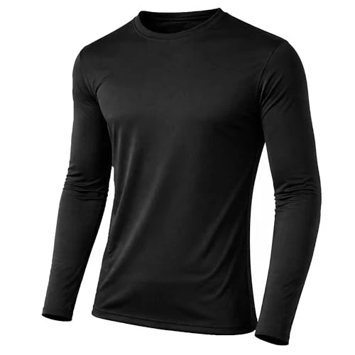 GALAXY BY HARVICE MEN'S LONG SLEEVE MOISTURE-WICKING TEE - LARGE - BLACK