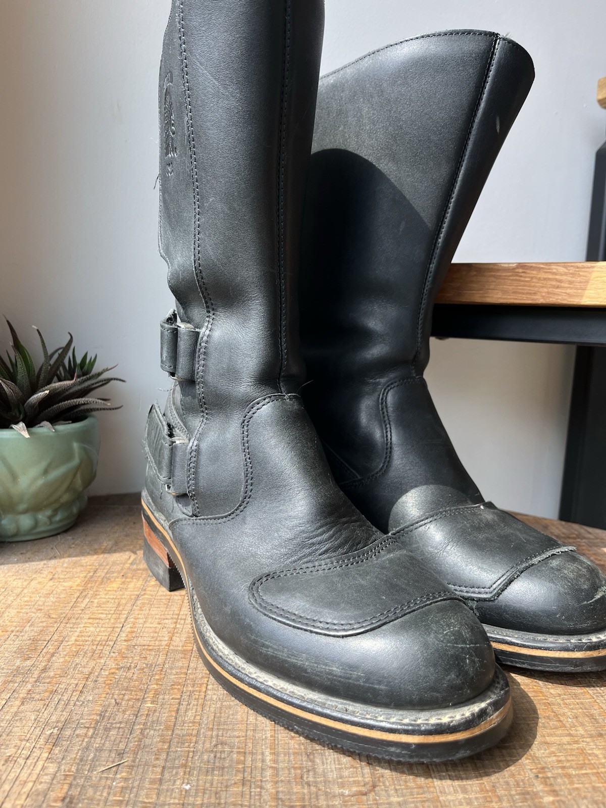 Chippewa Rally Motorcycle Boots 8EE Black Leather Engineer Moto Biker Made U.S.A