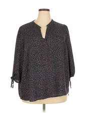 Collective Concepts Women Black 3/4 Sleeve Blouse 2X Plus