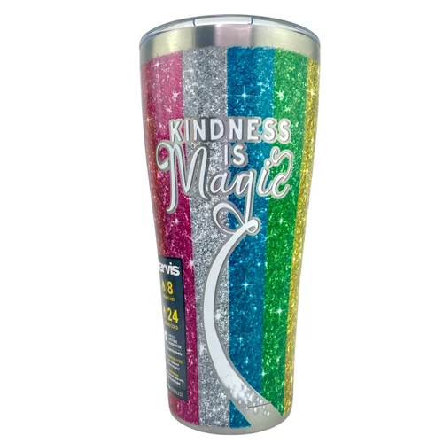 Tervis Rainbow Glittery 30oz Tumbler Kindness is Magic Stainless Steel NEW w Lid