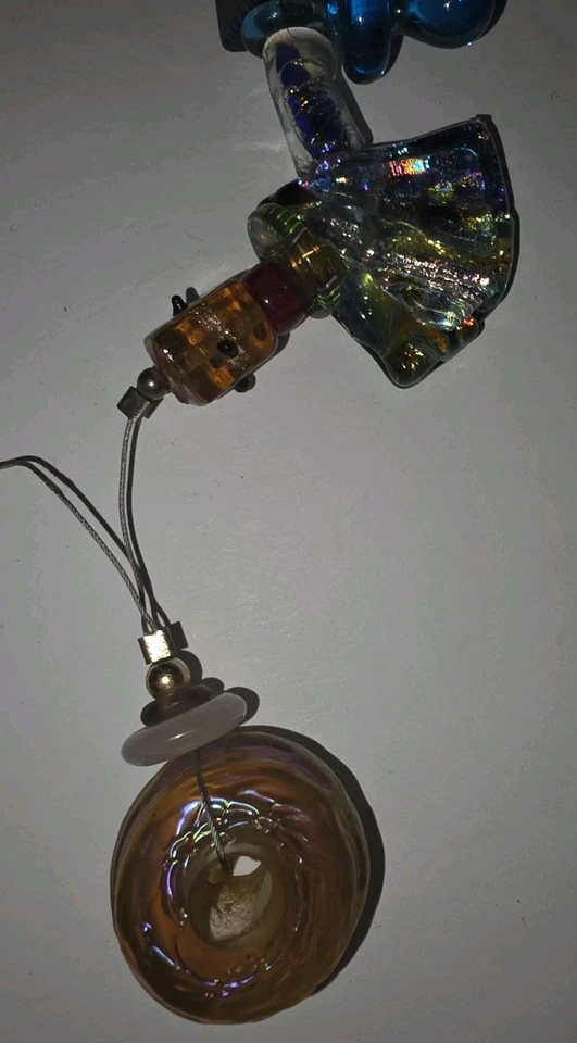 One-of-a-Kind Dichroic Glass Artisan Beaded Necklace Heavy Chunky Folk Art - Image 3 of 4