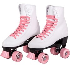 C SEVEN C7 Skates Quad Roller Skates Women Size 10 /11 Retro Design Pink White