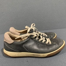 ECCO Mens Size 7 Leather Casual Sneakers Blue Gray Lace Up Comfort Shoes