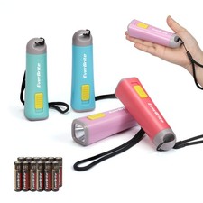 4-Pack Mini LED Plastic Flashlights, Assorted Colors Portable Torch Lights wi...