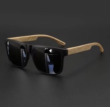New Square Casual Sunglasses Wood Grain Spring Hinges UV400 Protection Unisex