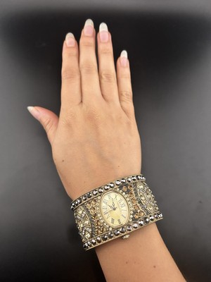 HEIDI DAUS B10254 Brown Gold Swavorski Crystal Cuff Watch | eBay display picture 1