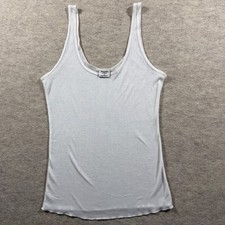 Dainty Abercrombie  Fitch White Ribbed Sheer Scoop Neck Tank Lettuce Hem M