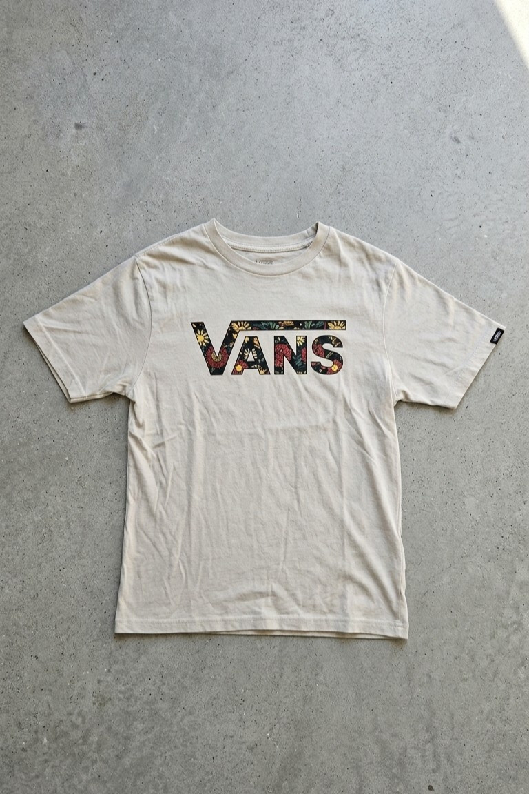 T-shirt Vans Beige con Logo Floreale Taglia S 8 10 anni