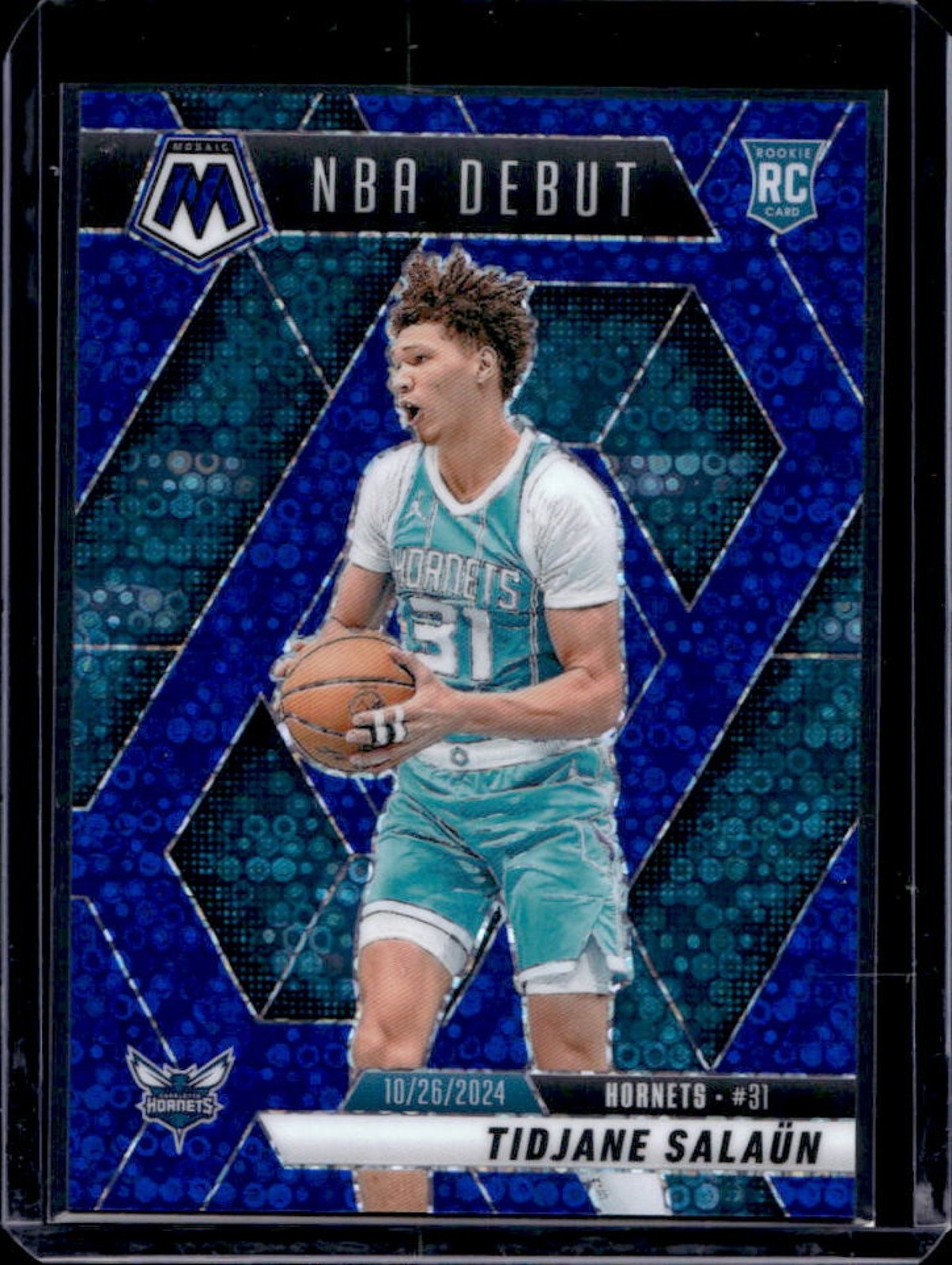 2024-25 Mosaic Tidjane Salaun RC Fast Break Blue NBA Debut #79/85 Hornets