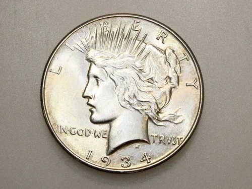1934 $1 PEACE SILVER ONE DOLLAR GEM BU