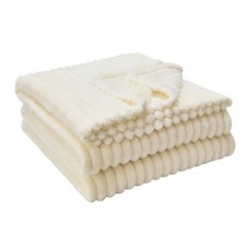 Throw Blanket for Couch - Flannel Fleece 3D Striped Ribbed Bed Blanket.Super ...