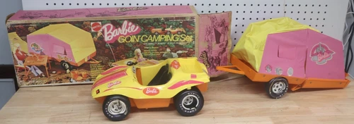Used Vintage 1973 Mattel Barbie Going Camping Set Model 8669 Dune Buggy & Camper