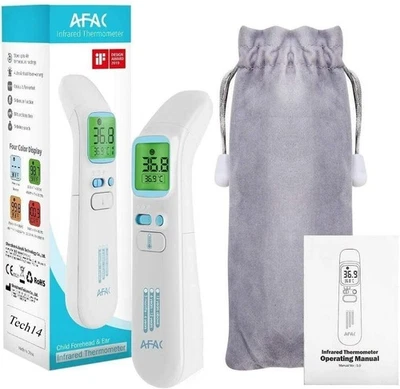 AFAC Digital No Contact Infrared Thermometer – Forehead & Ear Baby Adult Fever UK New