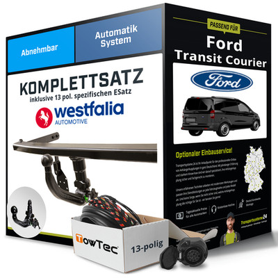 Für FORD Transit Courier B460 Anhängerkupplung abnehmbar +eSatz 13pol 14- NEU