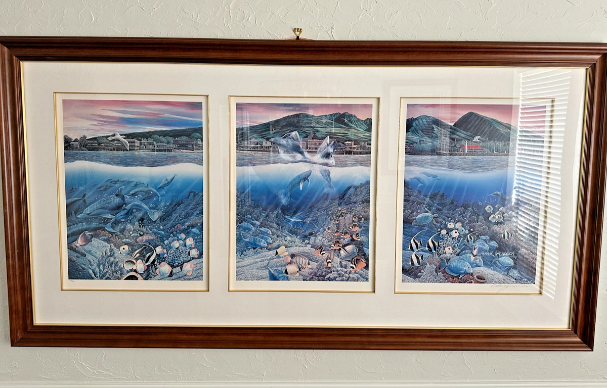 Robert Lyn Nelson 1987 L.E. Lahaina Rhythm Triptych Art Koa Wood