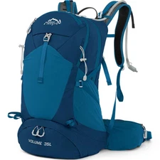 35L Waterproof Hiking Backpack with 3L Bladder & Rain Cover - Blue